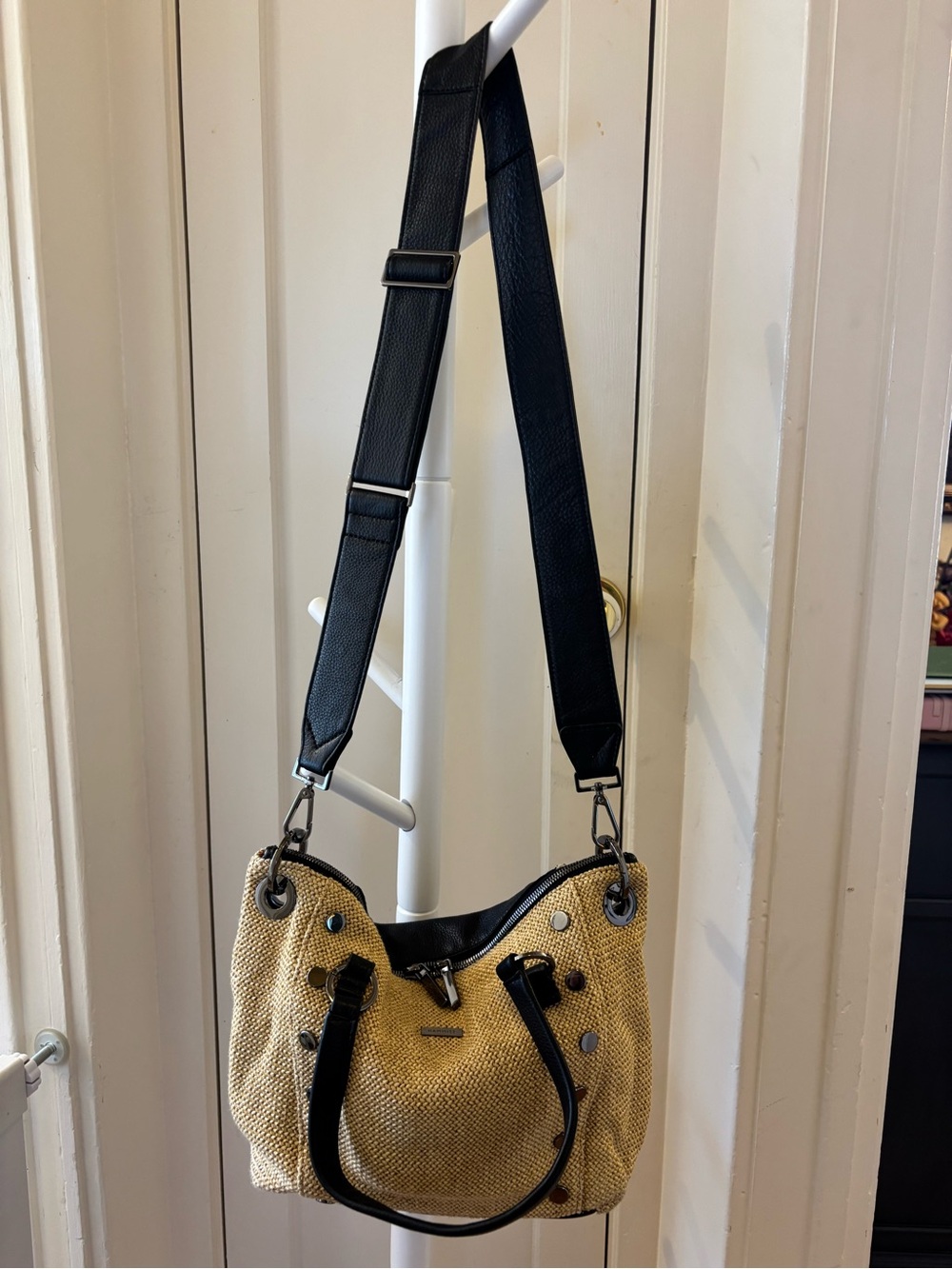 Hammitt Daniel Medium Satchel — Chaparral Raffia / Gunmetal